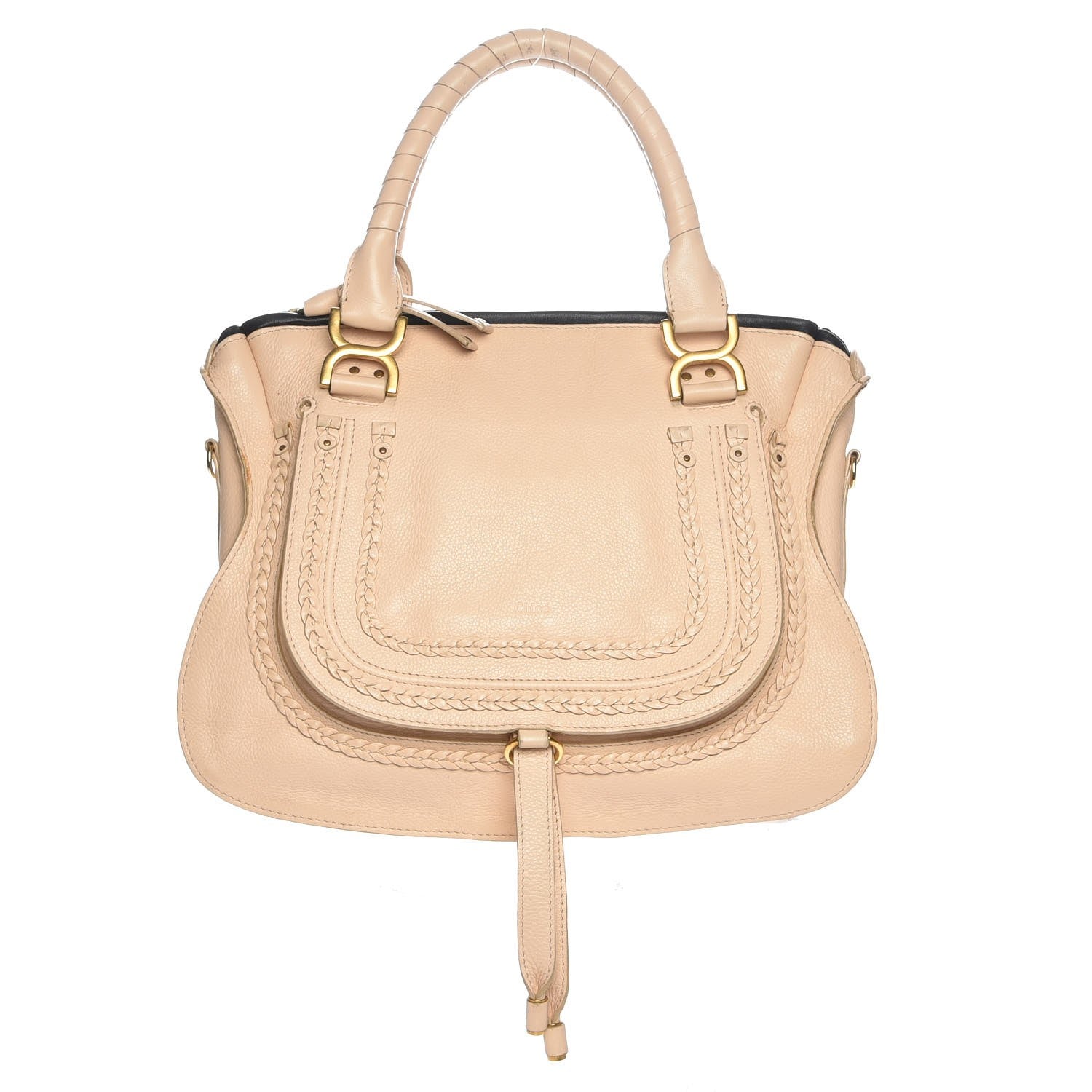 Chloe Calfskin Braided Medium Marcie Satchel Nude Pink 1 of 8