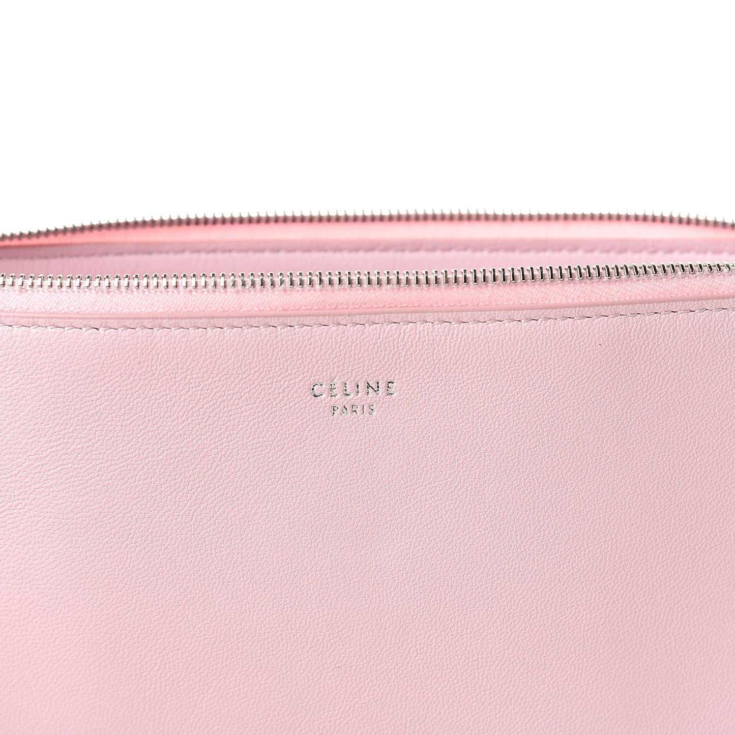 Lambskin Bi-Color Solo Clutch Pouch Pale Pink Espresso