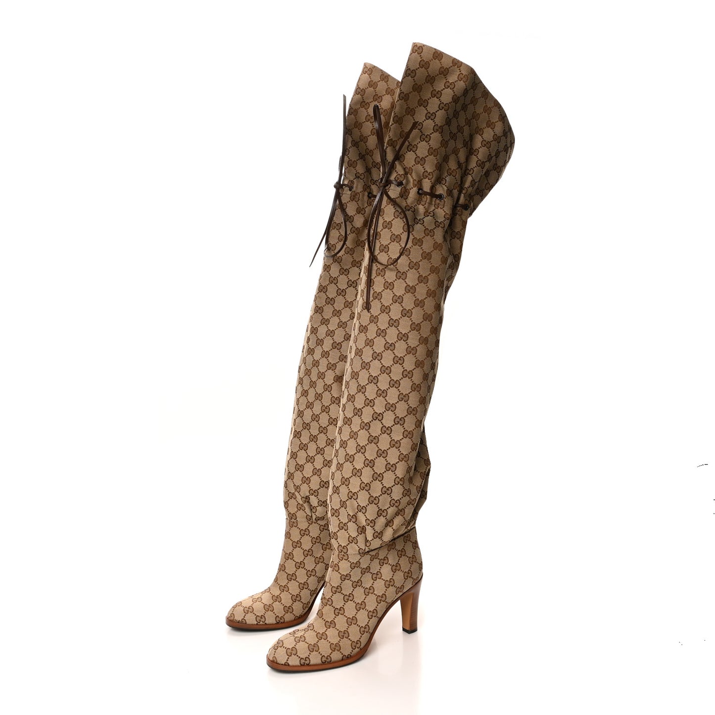 Monogram Over the Knee Boots 39 Beige Ebony