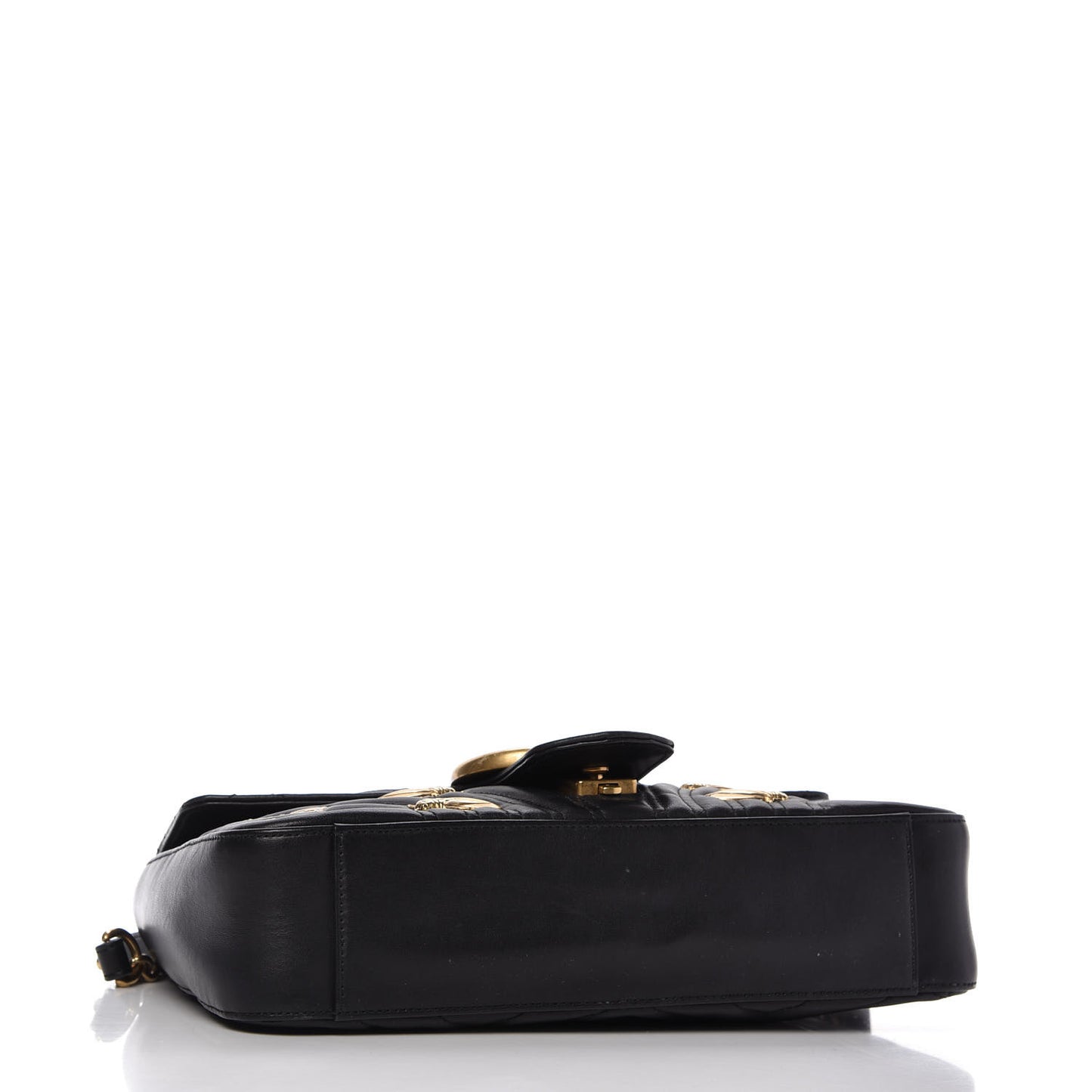 Calfskin Matelasse Animal Studs Medium GG Marmont Shoulder Bag Black