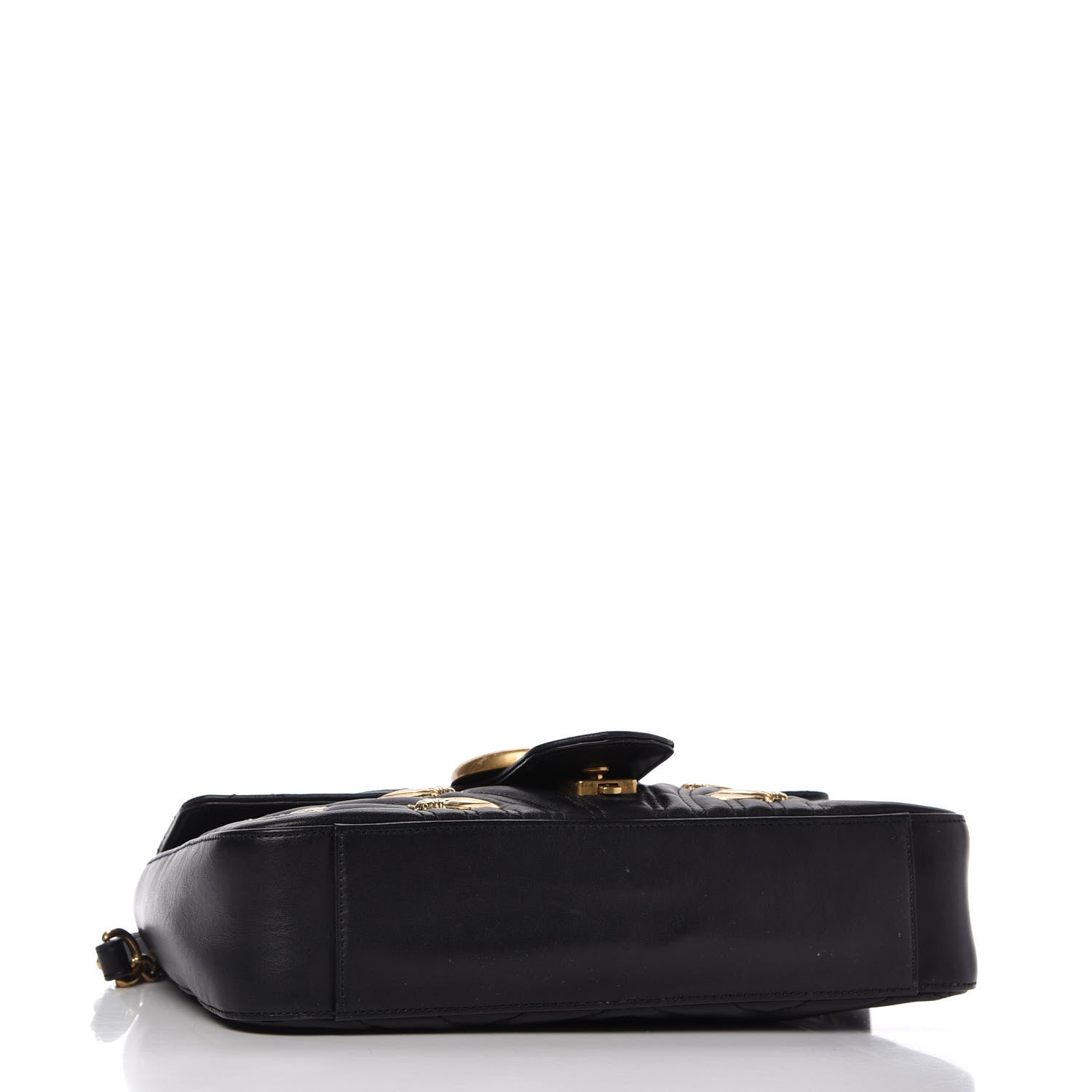 Gucci Calfskin Matelasse Animal Studs Medium GG Marmont Shoulder Bag Black 4 of 10