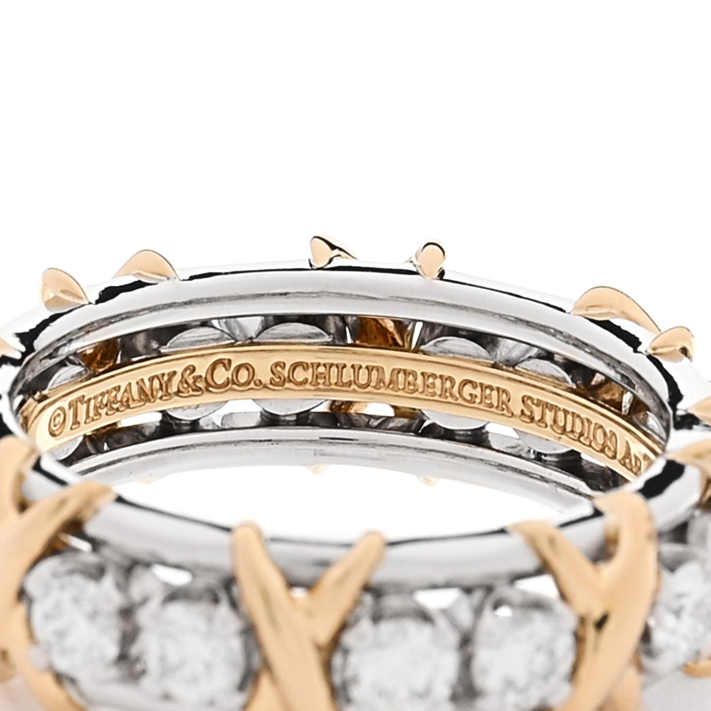 Platinum 18K Yellow Gold Diamond Schlumberger Sixteen Stone Ring 53 6.5