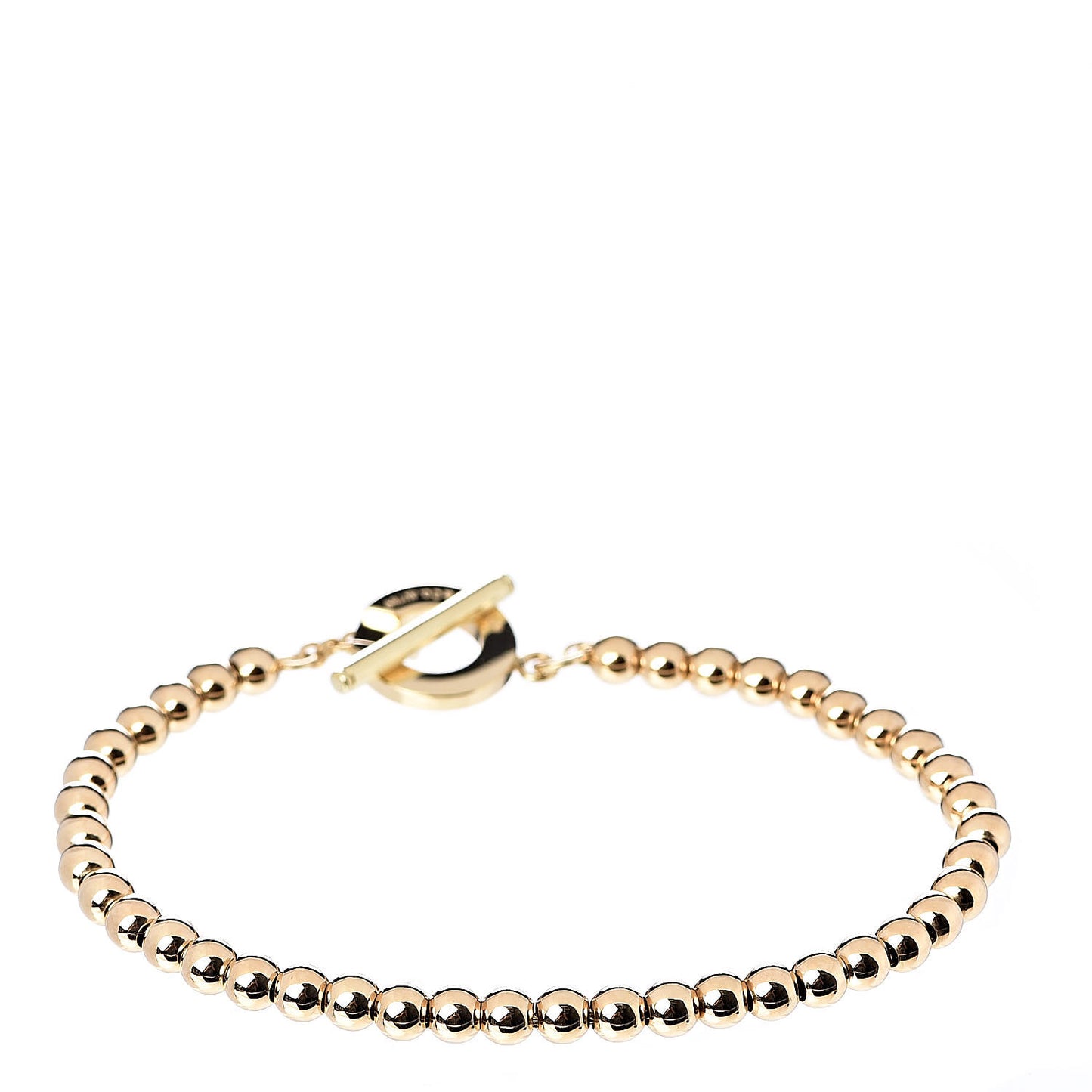 18K Yellow Gold 4mm Beads Toggle Bracelet