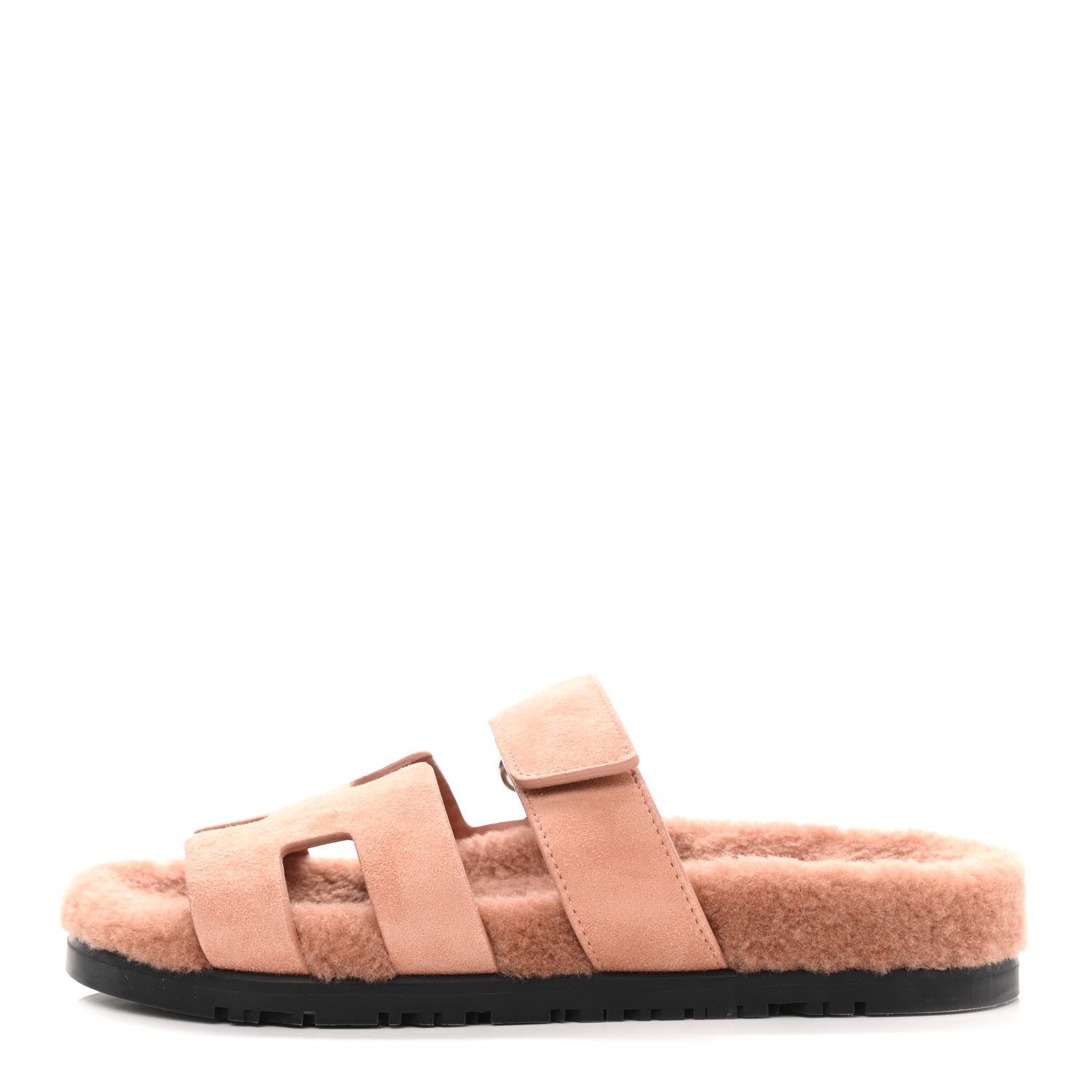 Hermes Suede Goatskin Woolskin Womens Chypre Sandals 36 Rose Aube 1 of 9