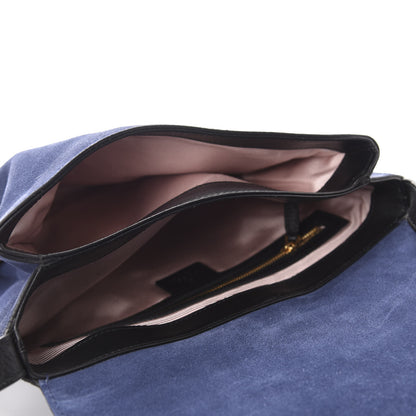 Gucci Suede Medium Arli Flap Shoulder Bag Blue Ink Black 5 of 11