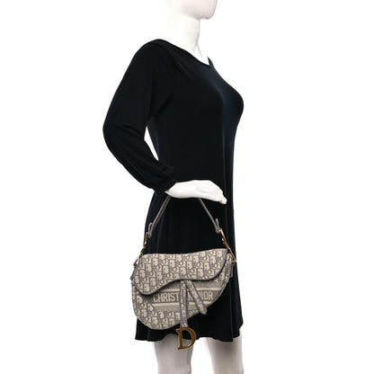 Christian Dior Oblique Embroidered Saddle Bag Gray 2 of 10