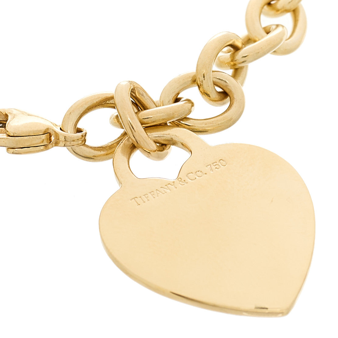 18K Yellow Gold Heart Tag Charm Bracelet