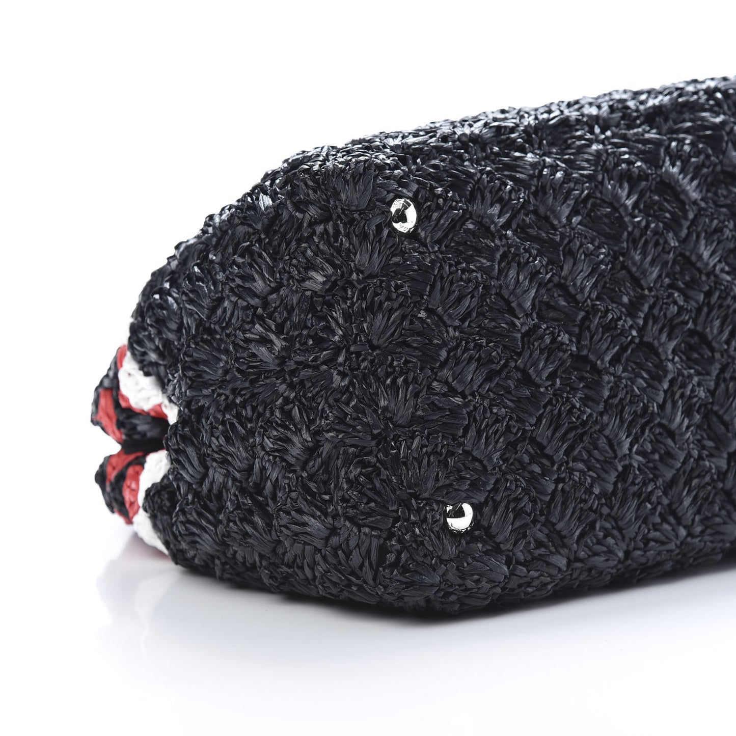 Raffia Crochet Giardiniera Tote Black