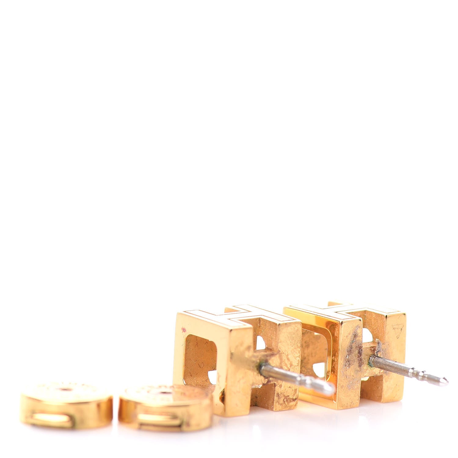Hermes Gold Lacquered Cage d'H Earrings Black 3 of 4