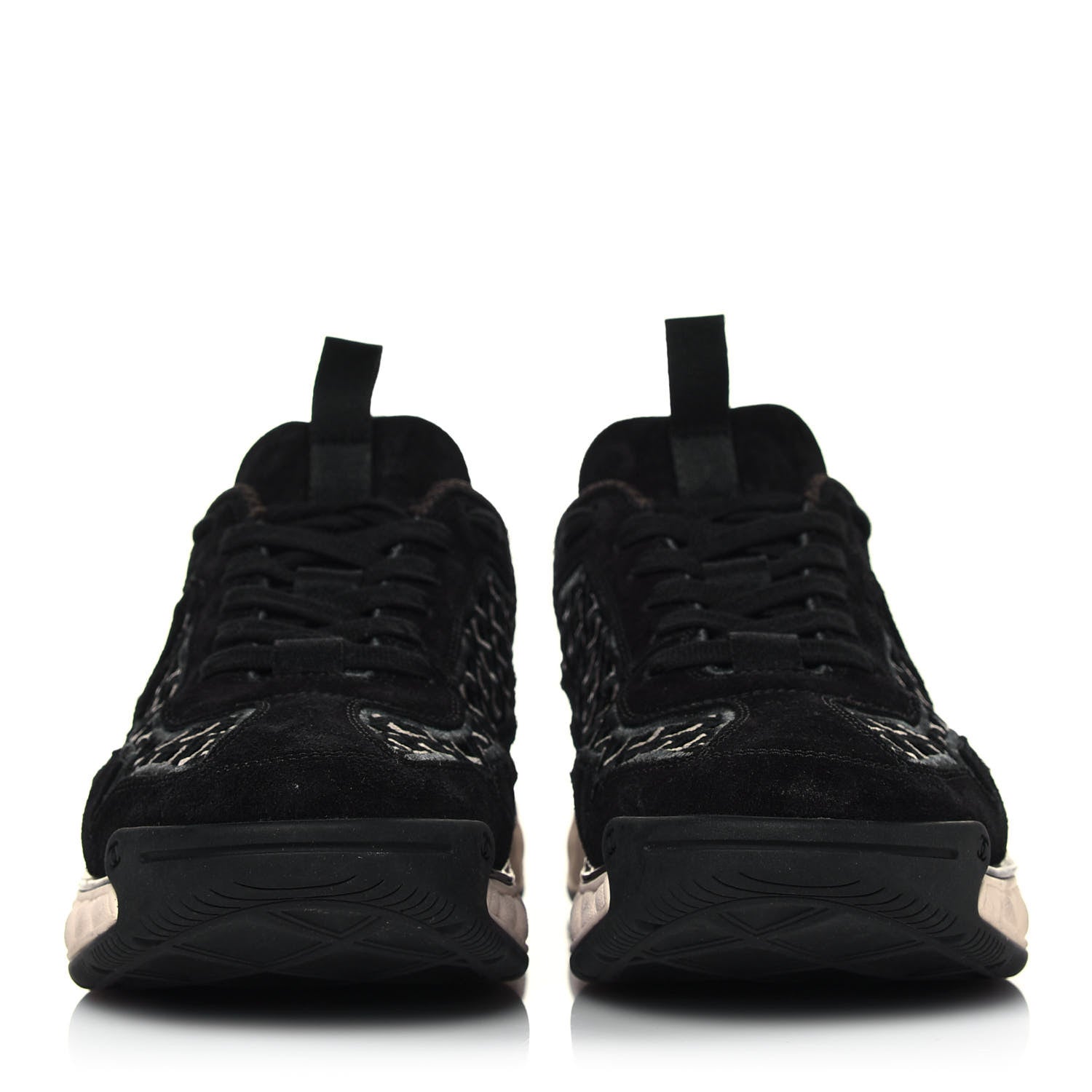 Chanel Suede Calfskin Embroidered CC Sneakers 40 Black 2 of 8