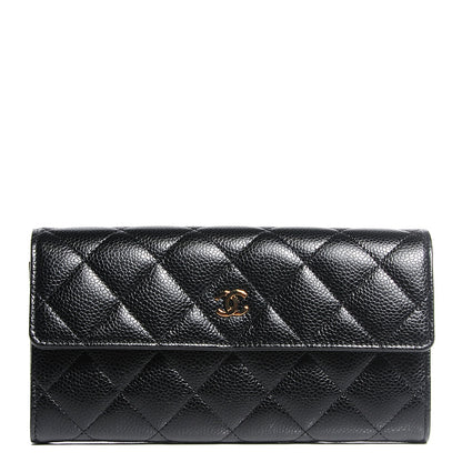 Chanel Caviar Quilted Large Gusset Flap Wallet Black 1 of 9