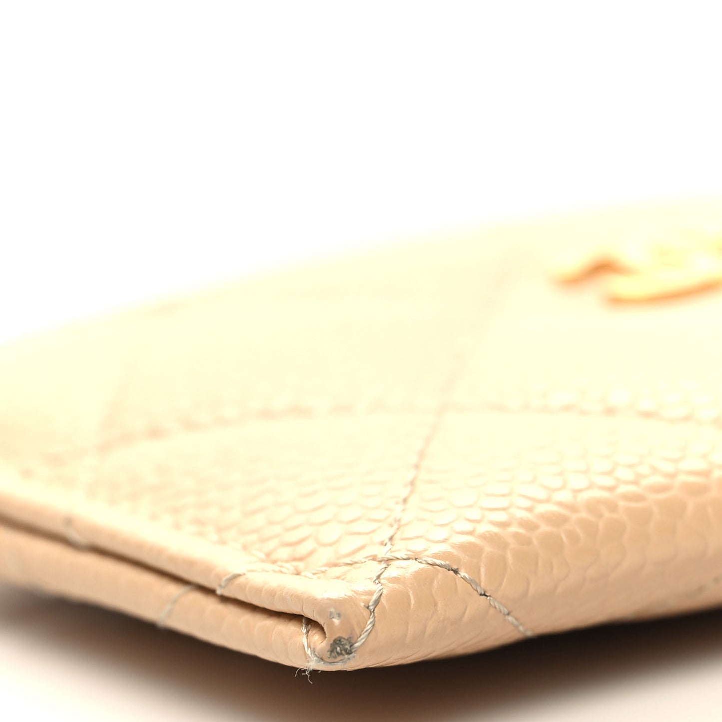 Caviar Quilted Card Holder Beige