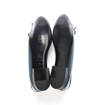 Chanel Patent Cap Toe Ballerina Flats 36 Blue 5 of 9