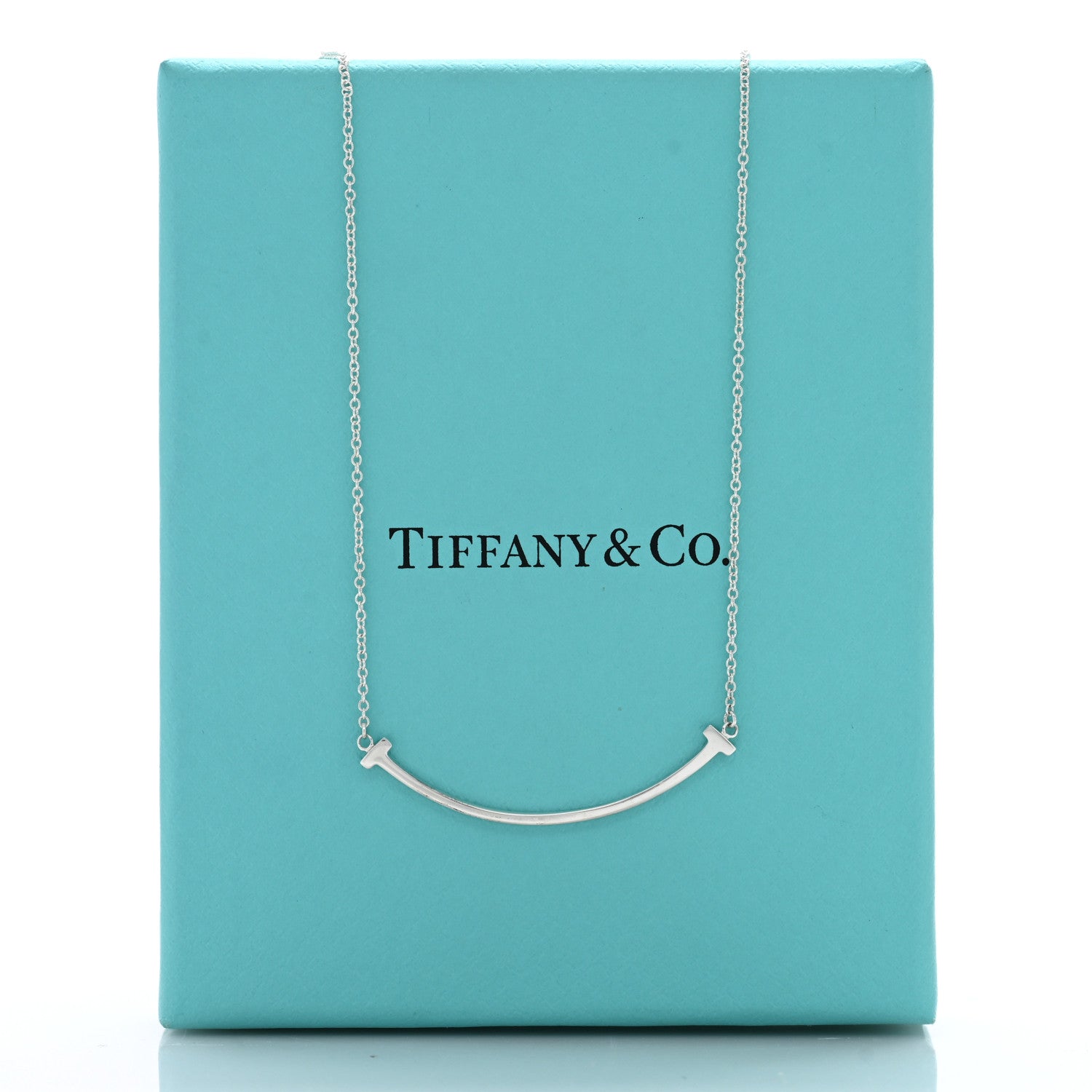 Tiffany Sterling Silver Small T Smile Pendant Necklace 5 of 5