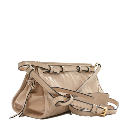 Prada Glossy Calfskin Triangle Small Bonnie Shoulder Bag Travertine 3 of 9