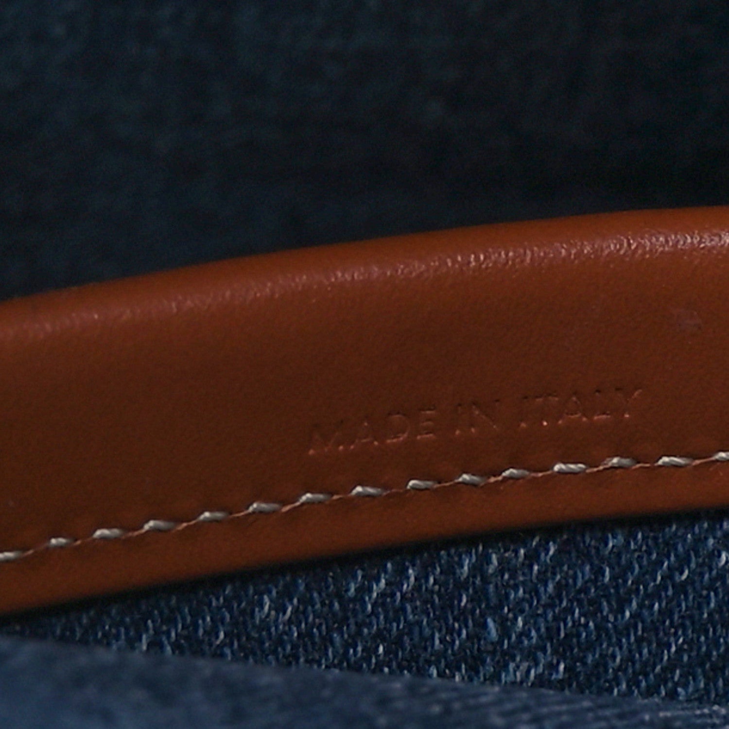 Celine Denim Calfskin Triomphe Print Cabas Blue Tan 7 of 12