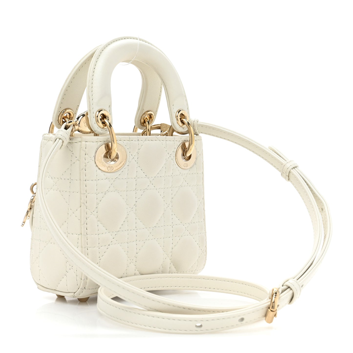 Lambskin Cannage Micro Lady Dior White
