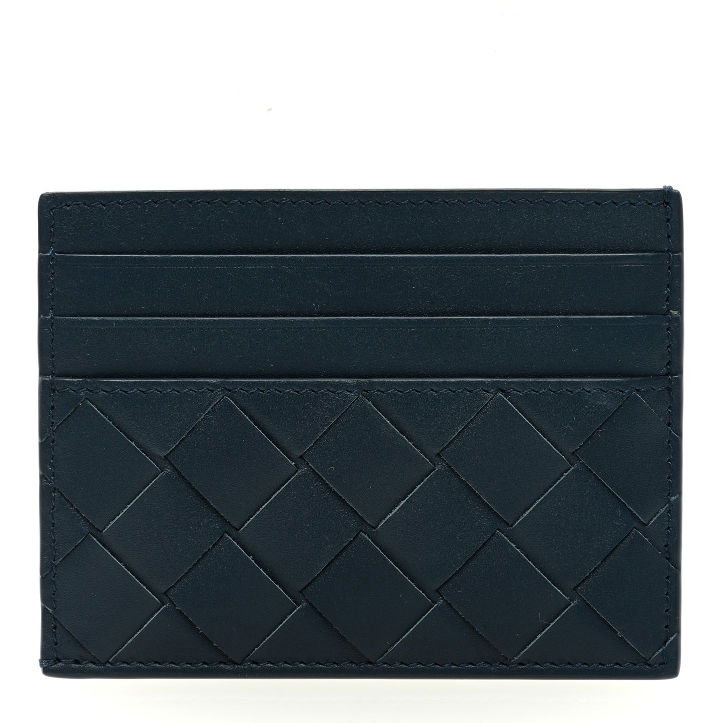 Nappa Intrecciato Card Holder Deep Blue