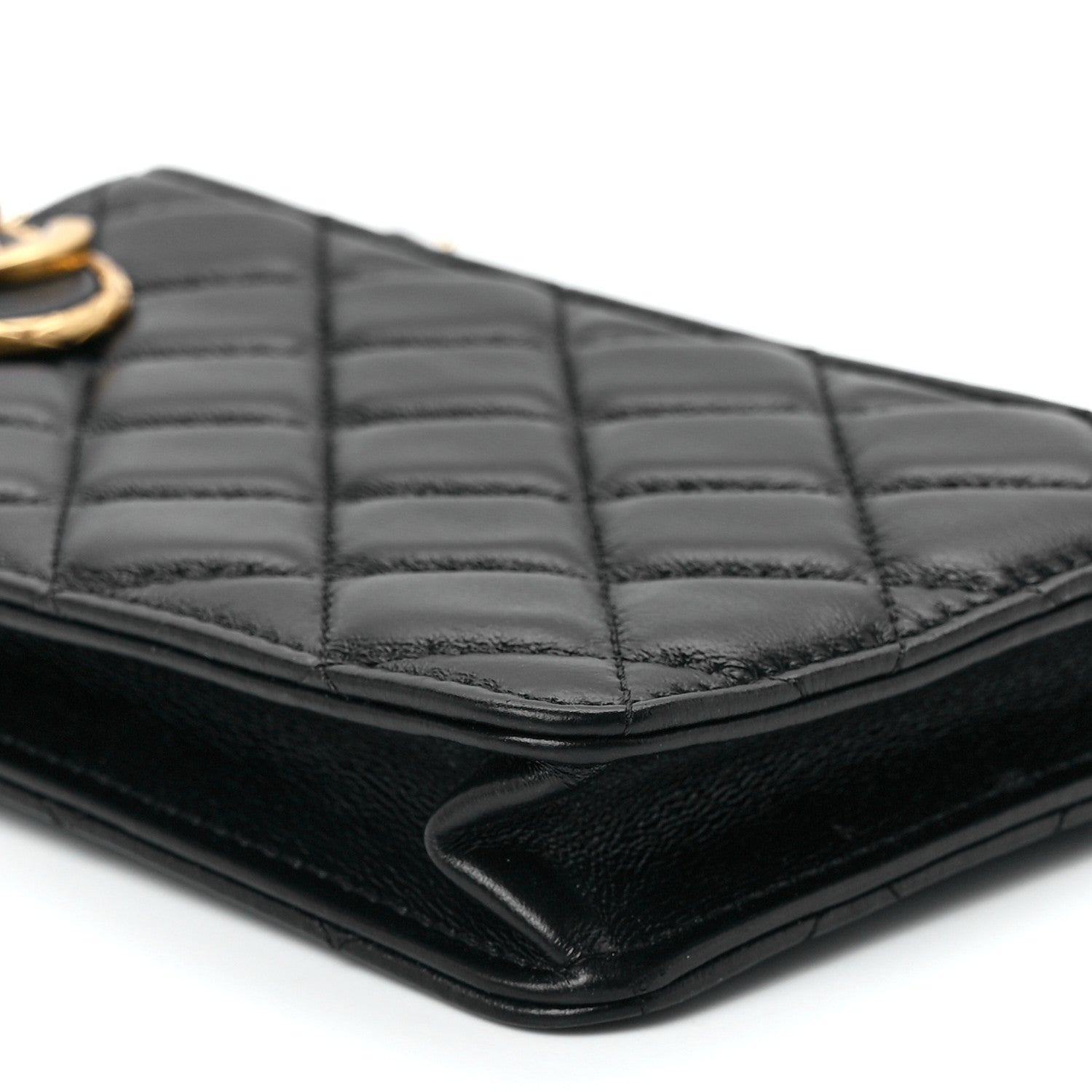 Chanel Lambskin Quilted Phone Holder With Chain Black 11 of 12