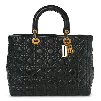 Christian Dior Grained Calfskin Cannage Large Supple Lady Dior Black 1 of 9