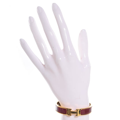 Hermes Narrow Enamel Clic Clac H Bracelet PM Bourgogne 2 of 5