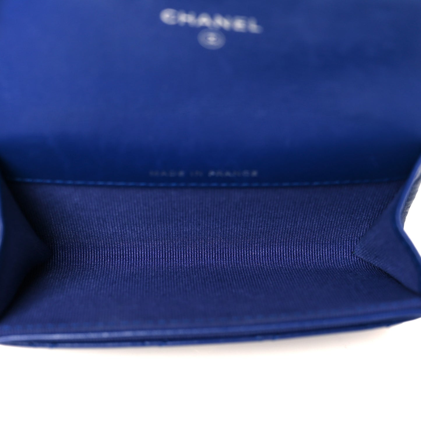 Lambskin Quilted Flap Card Holder Wallet Blue