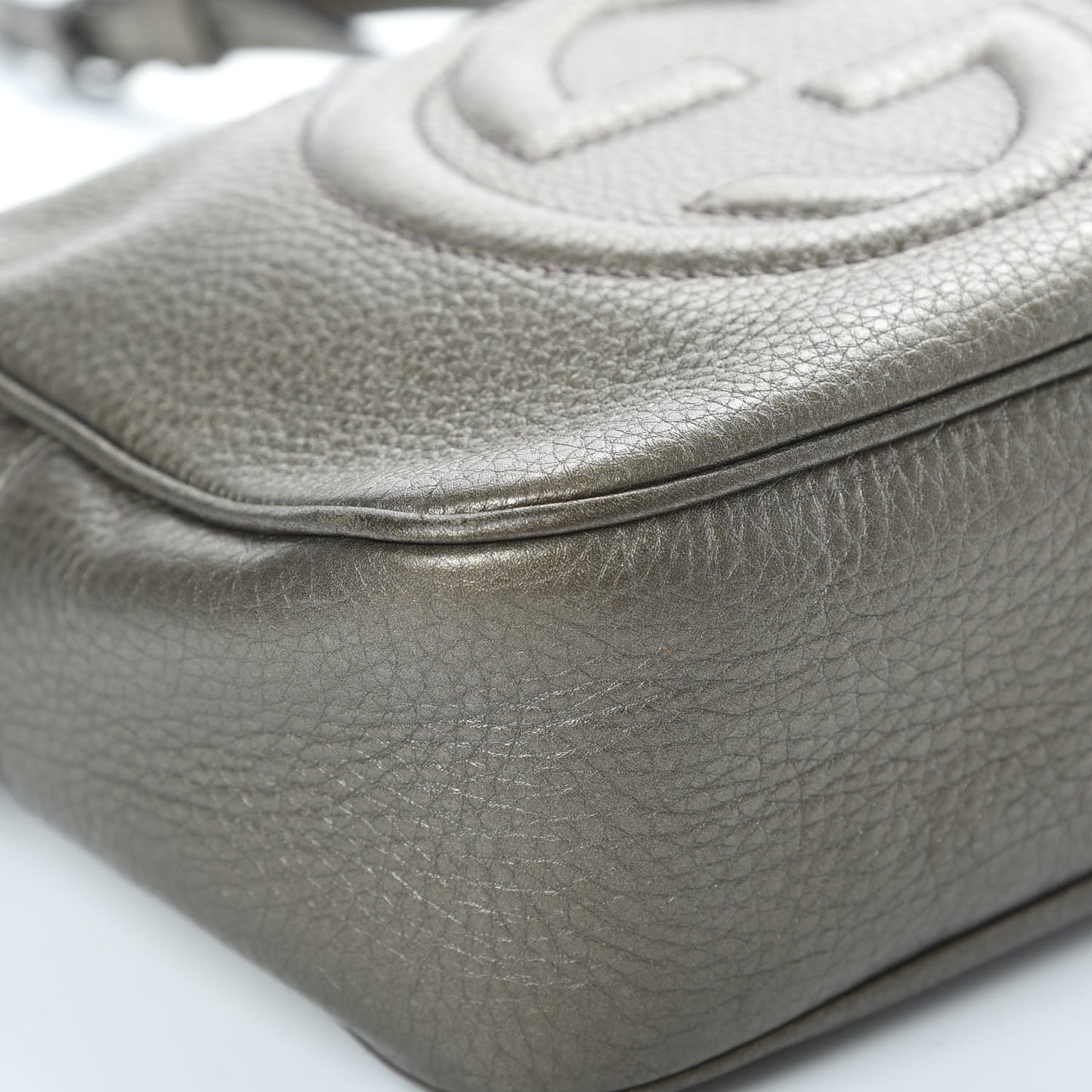 Metallic Pebbled Calfskin Small Soho Disco Bag Sasso