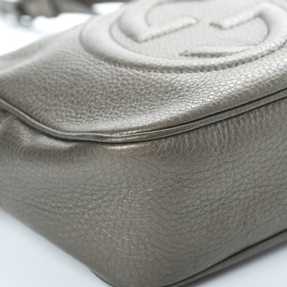 Gucci Metallic Pebbled Calfskin Small Soho Disco Bag Sasso 9 of 12