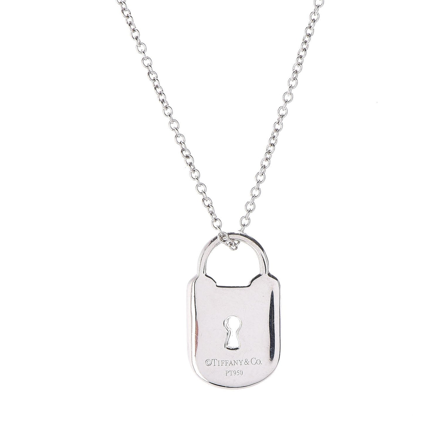 Platinum Diamond Small Lock Pendant Necklace