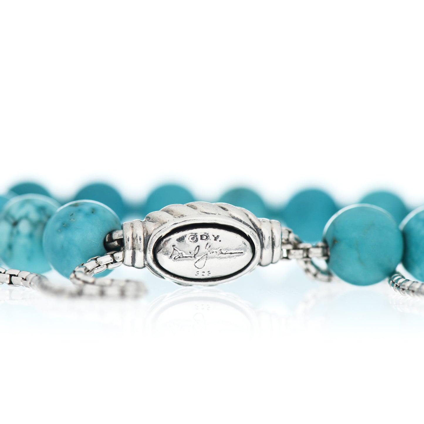 Sterling Silver Turquoise 8mm Spiritual Beads Adjustable Bracelet