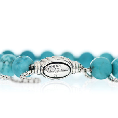 David Yurman Sterling Silver Turquoise 8mm Spiritual Beads Adjustable Bracelet 4 of 4