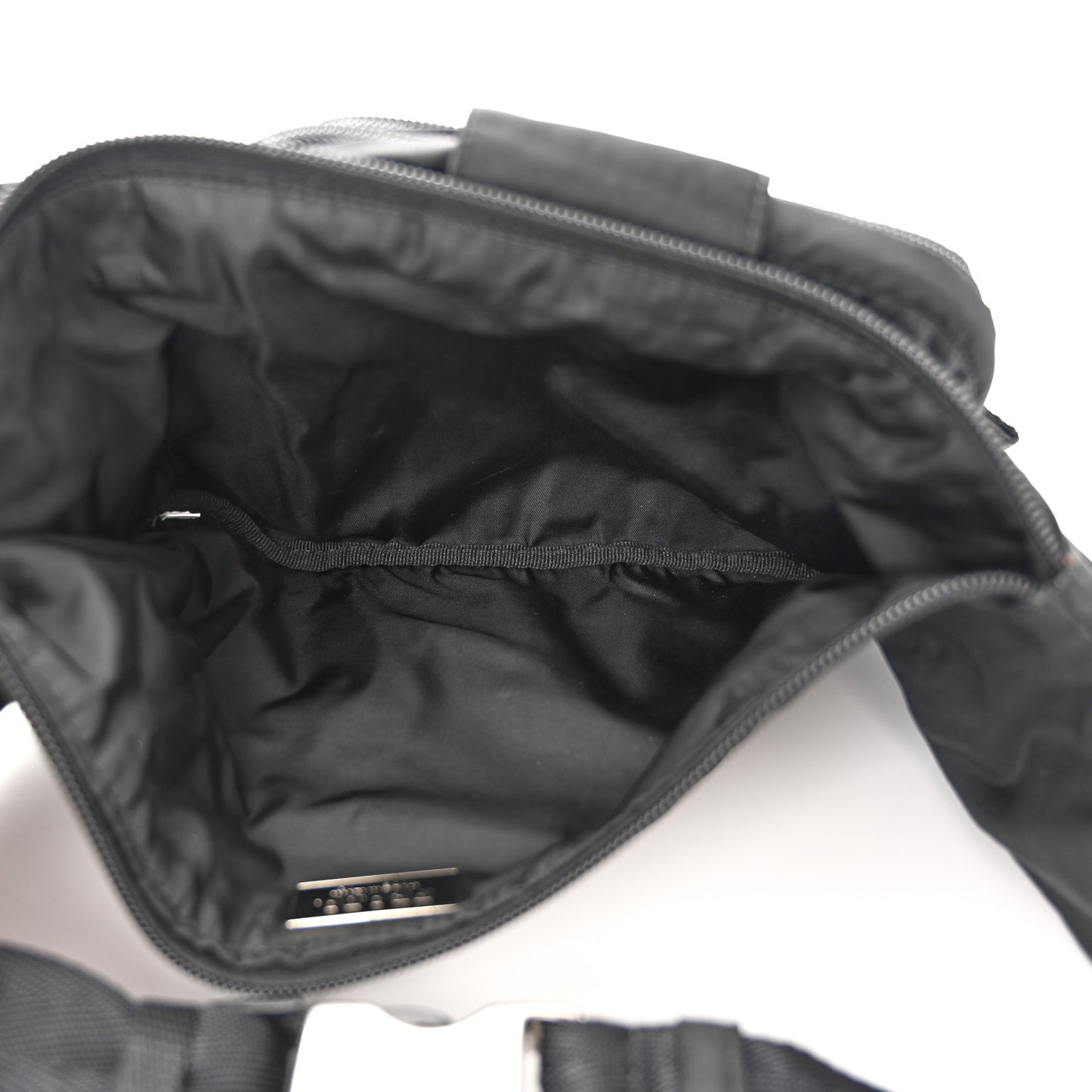 Nylon Metal Triple Pocket Belt Bag Black