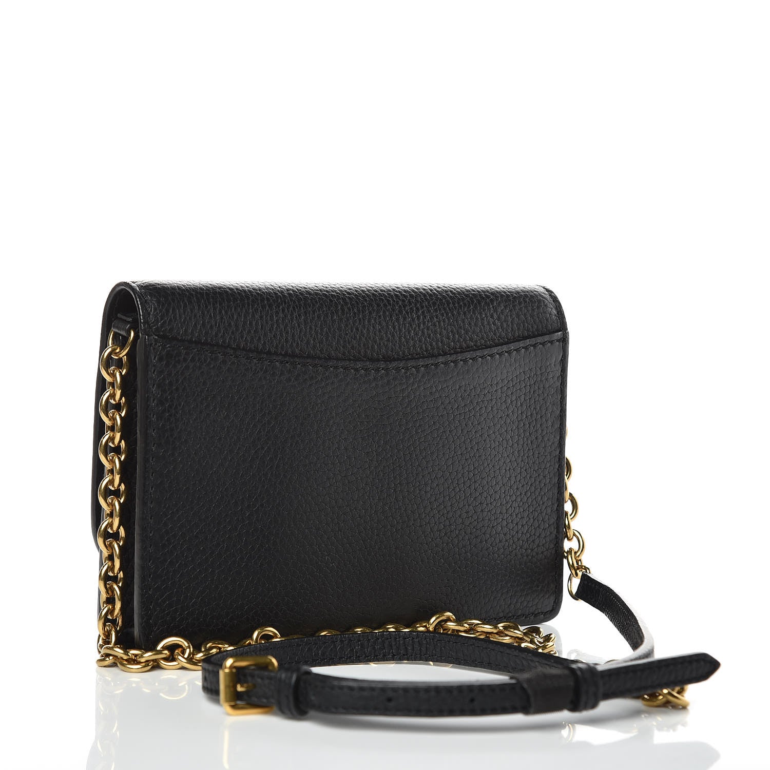 Burberry Calfskin Logo Embossed Chain Wallet Black 3 of 7