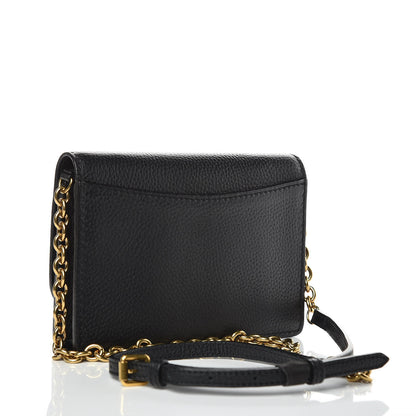 Burberry Calfskin Logo Embossed Chain Wallet Black 3 of 7