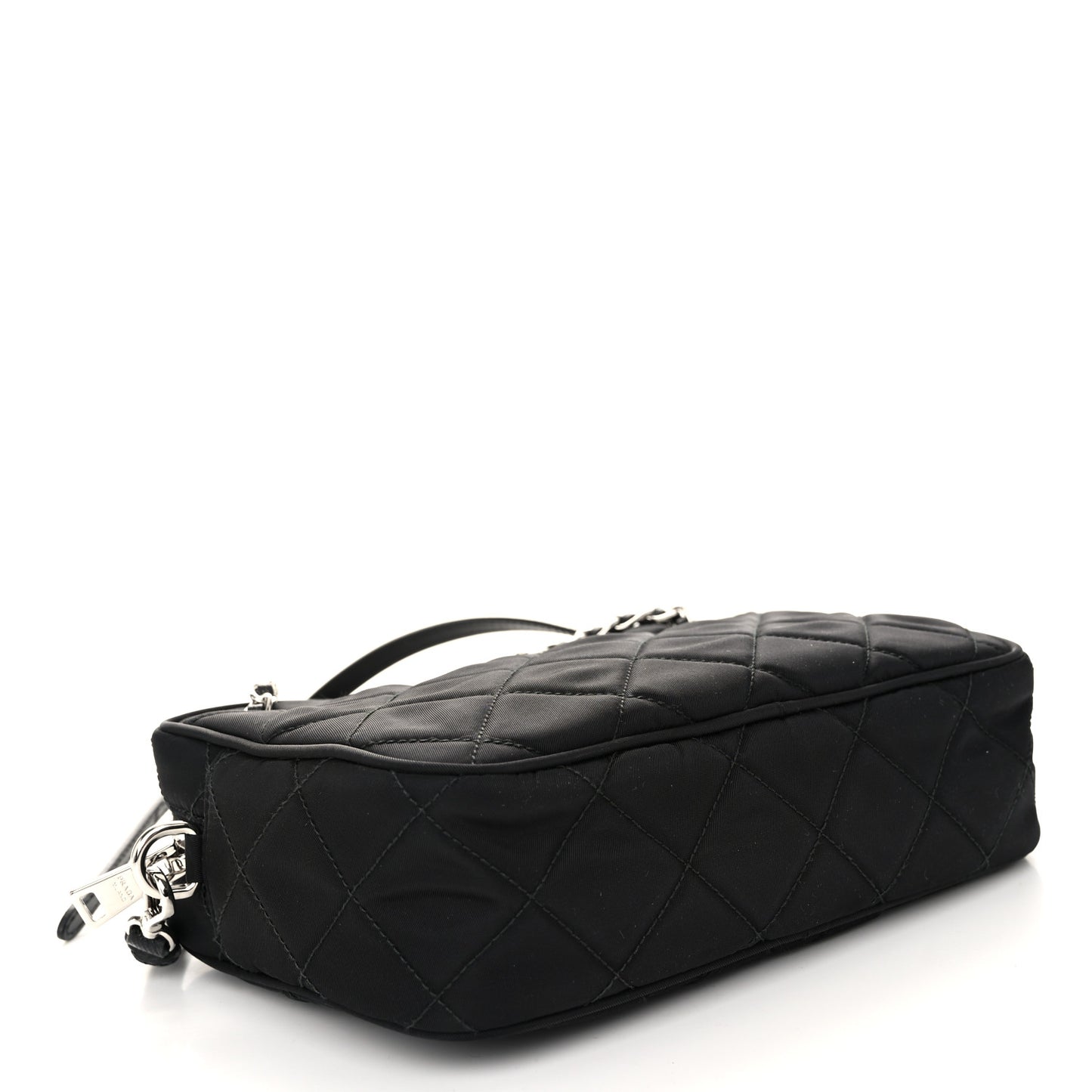 Nylon Tessuto Impuntu Quilted Bandoliera Crossbody Bag Black