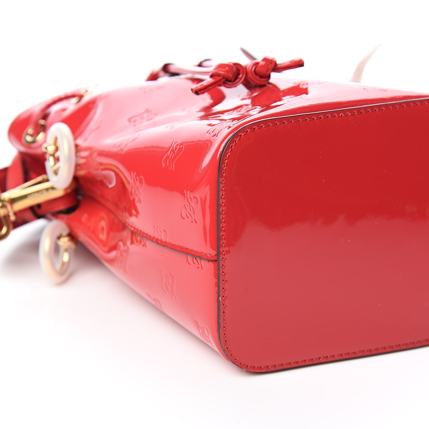 Fendi Vitello Vernice Mou F is Fendi Karligraphy Embossed Mini Mon Tresor Bucket Bag Rosso Cardinale 8 of 10