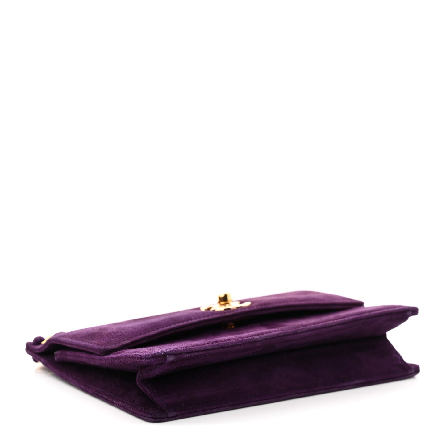 Suede CC Flap Clutch With Chain Purple