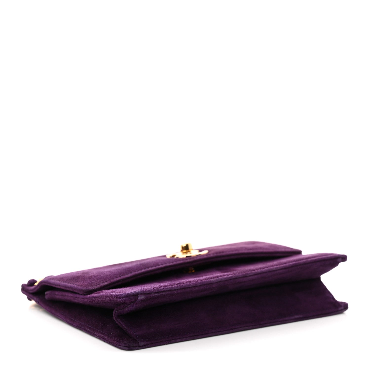 Chanel Suede CC Flap Clutch With Chain Purple 4 of 10