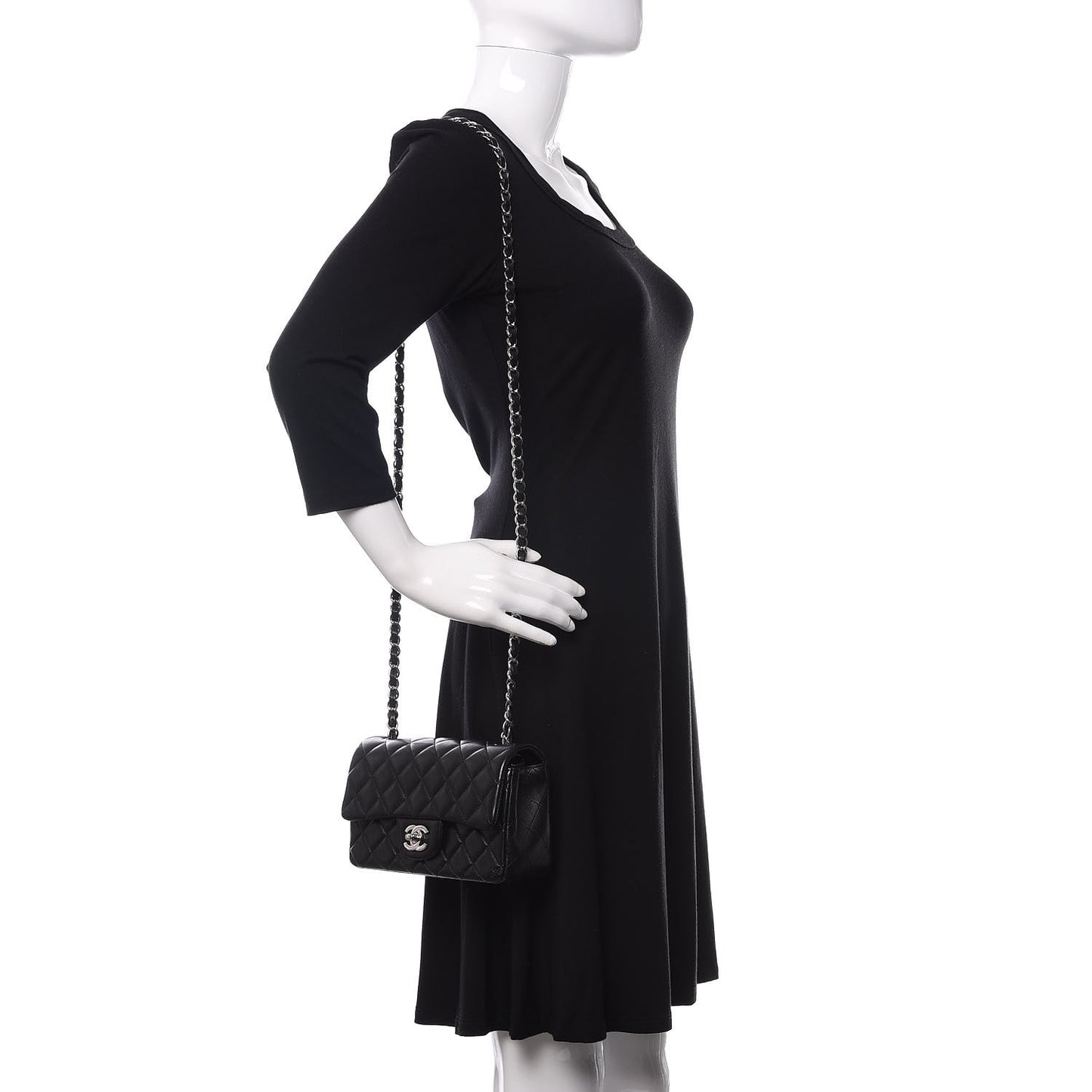 Lambskin Quilted Mini Rectangular Flap Black