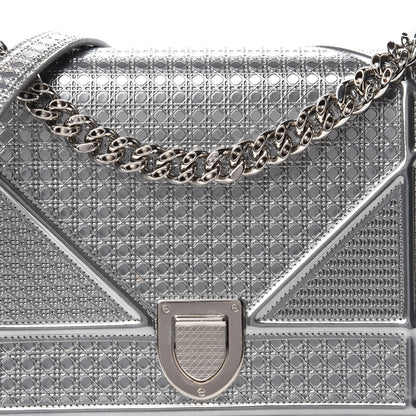 Christian Dior Metallic Patent Micro-Cannage Medium Diorama Flap Bag Silver 11 of 11