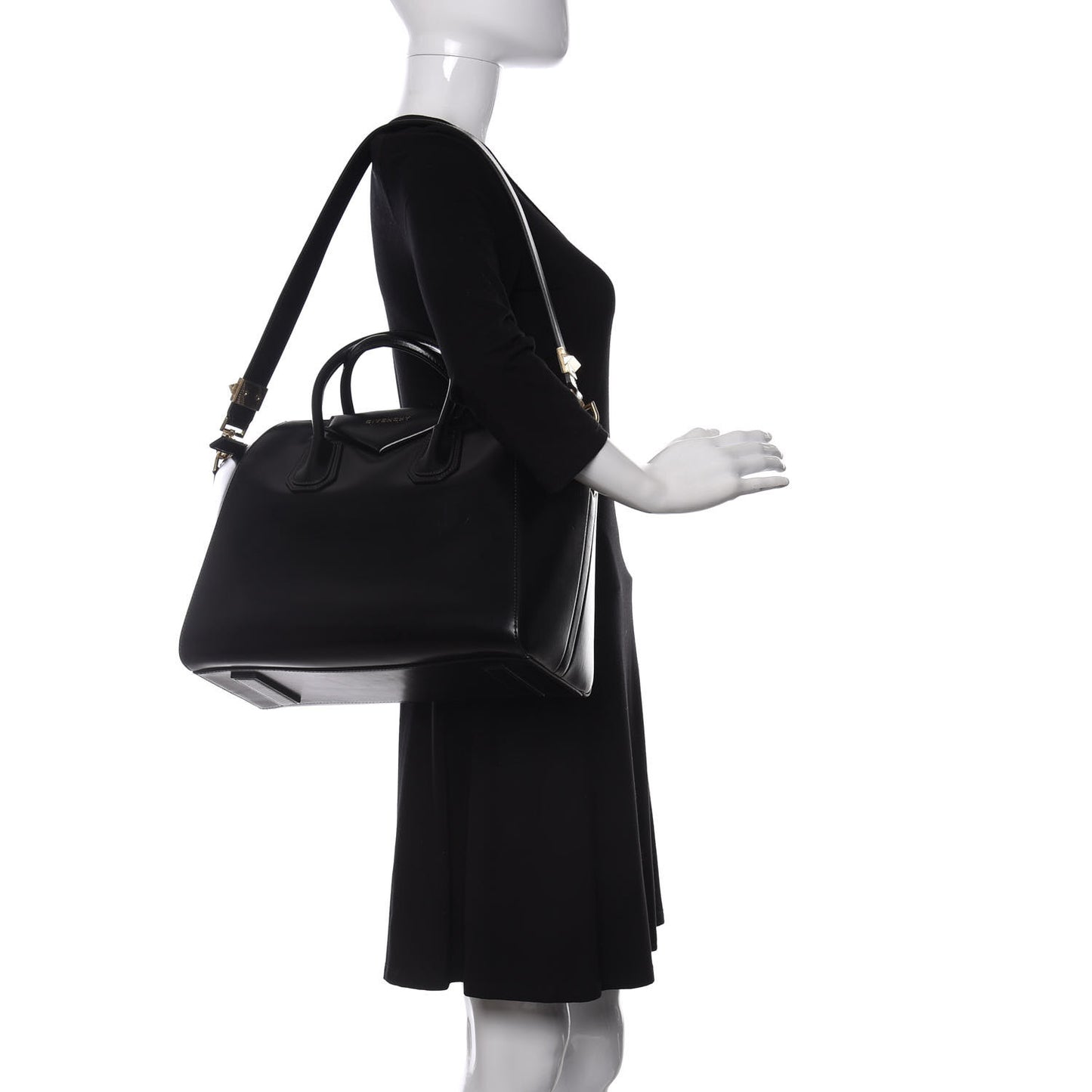 Shiny Lord Calfskin Medium Antigona Black