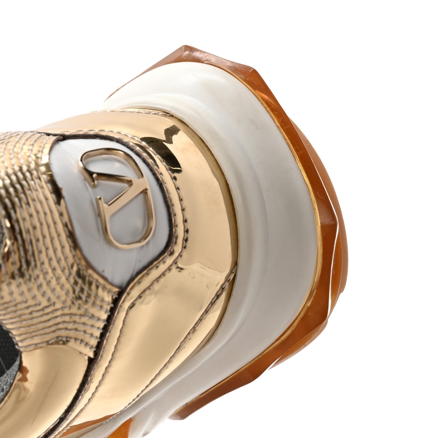 Metallic Nappa Patent Bounce Sneaker 36.5 Gold