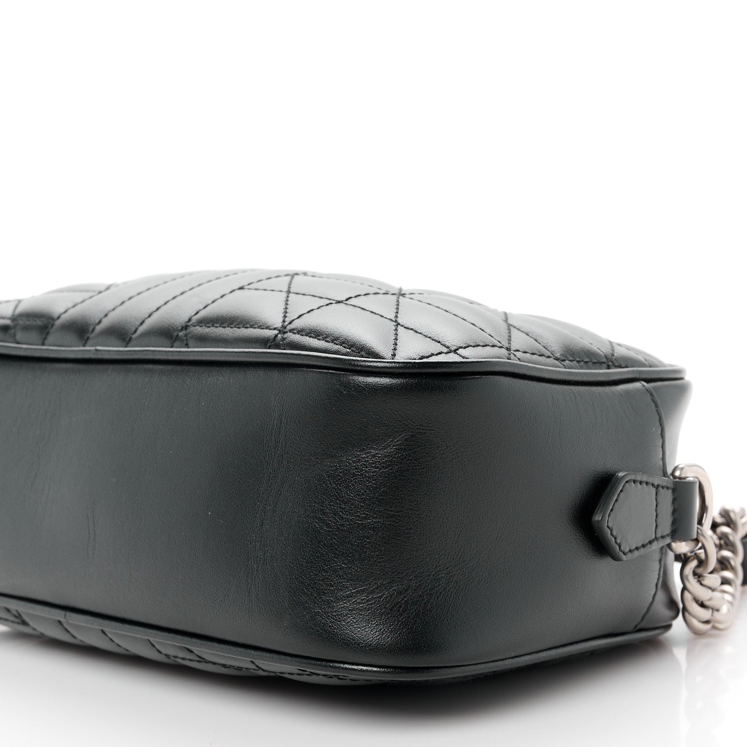 Gucci Calfskin Matelasse Aria Small GG Marmont Chain Shoulder Bag Black 10 of 10