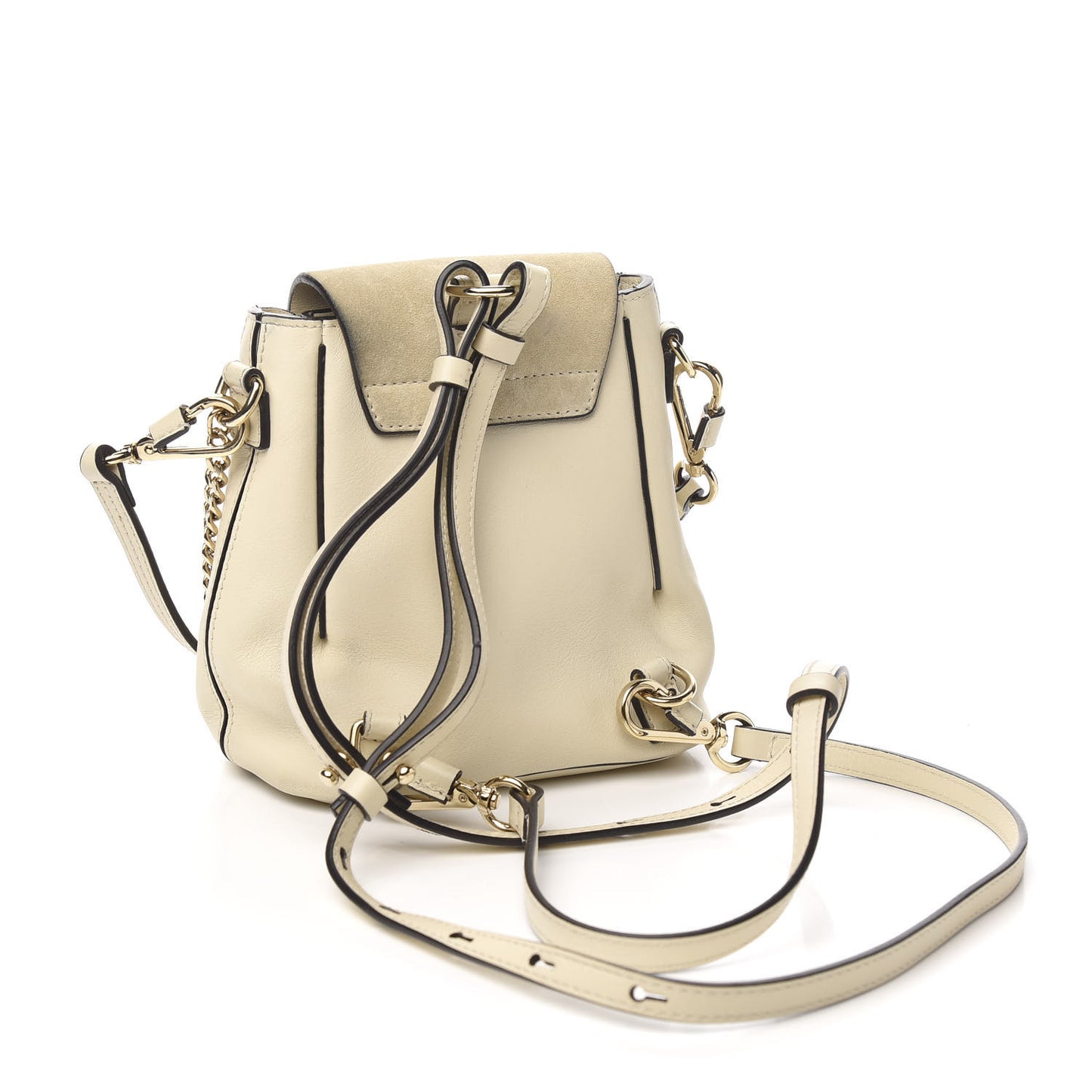 Suede Calfskin Mini Faye Backpack Off White