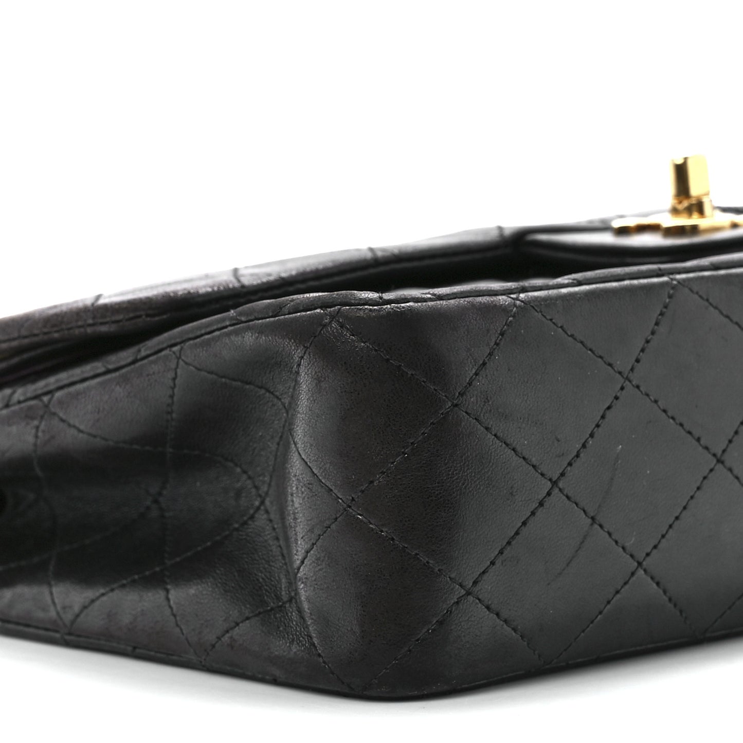 Lambskin Quilted Medium Double Flap Black