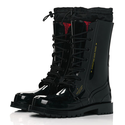 Christian Dior Shiny Rubber Diorcamp Low Boots 39 Black 3 of 8