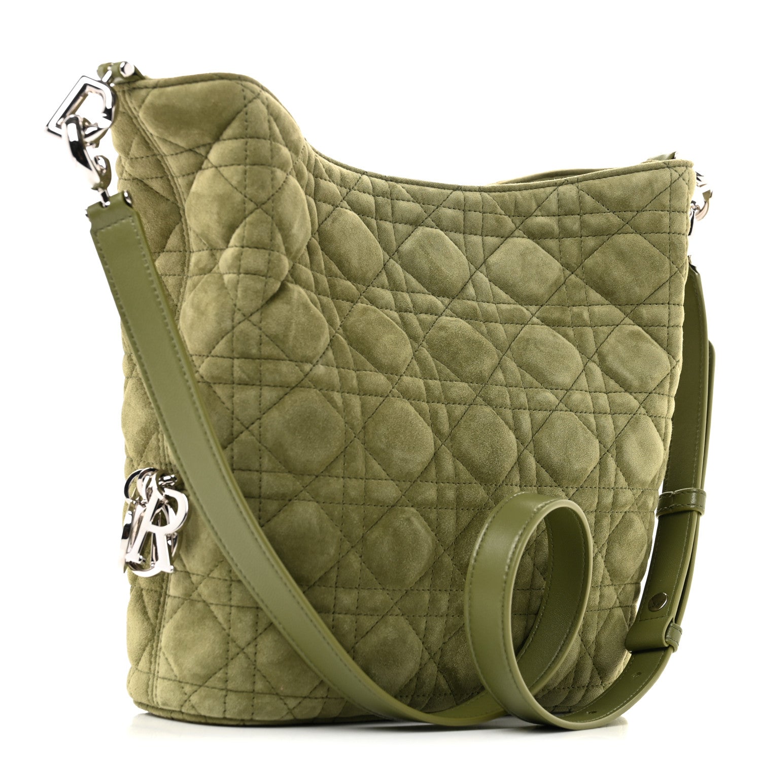 Christian Dior Suede Cannage Toujours Hobo Army Green 3 of 10