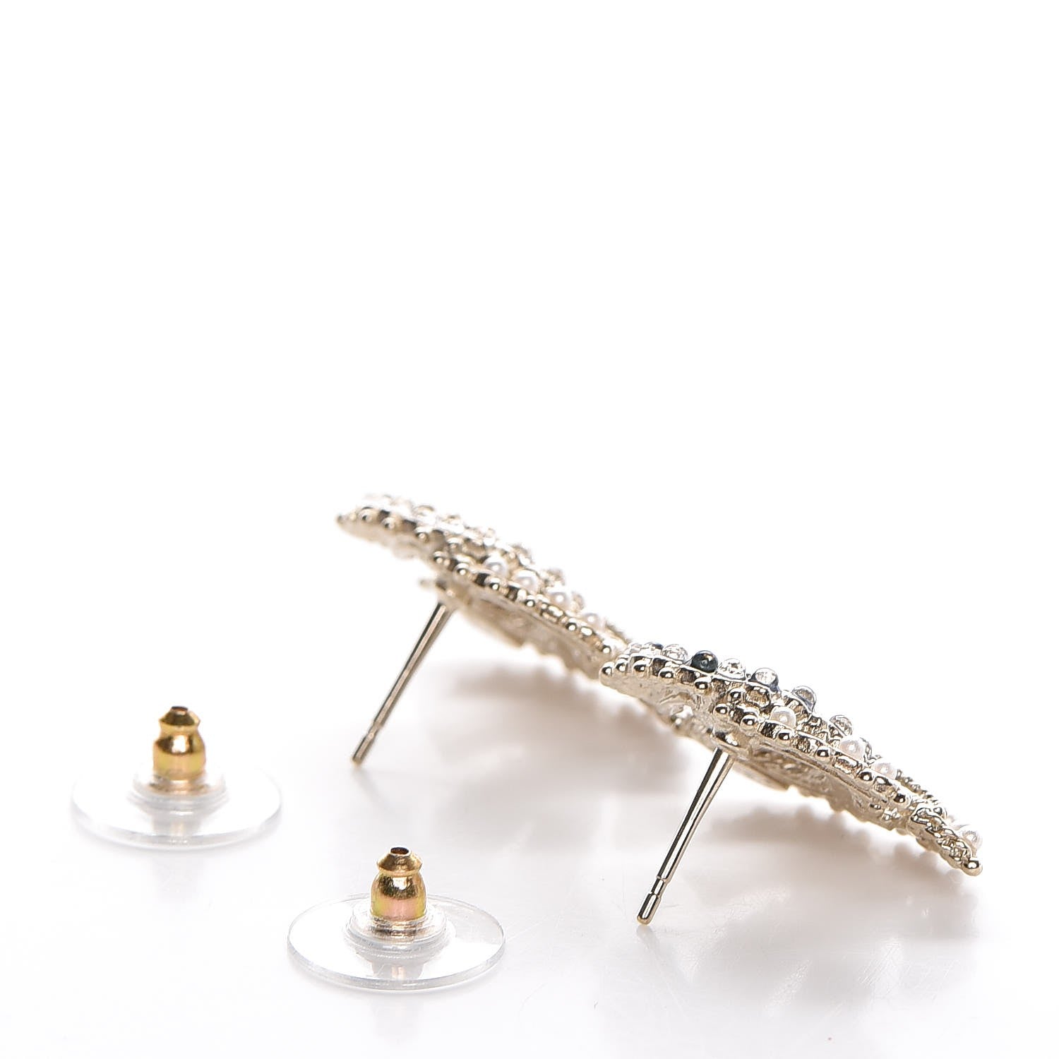 Chanel Pearl CC Earrings Blue Gold 3 of 5