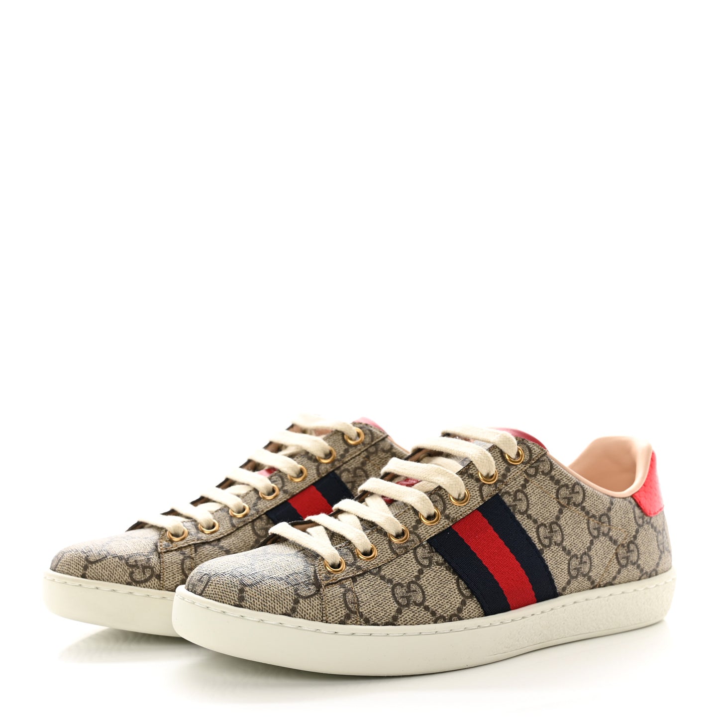 GG Supreme Monogram Womens Ace Low-Top Sneaker 37 Beige