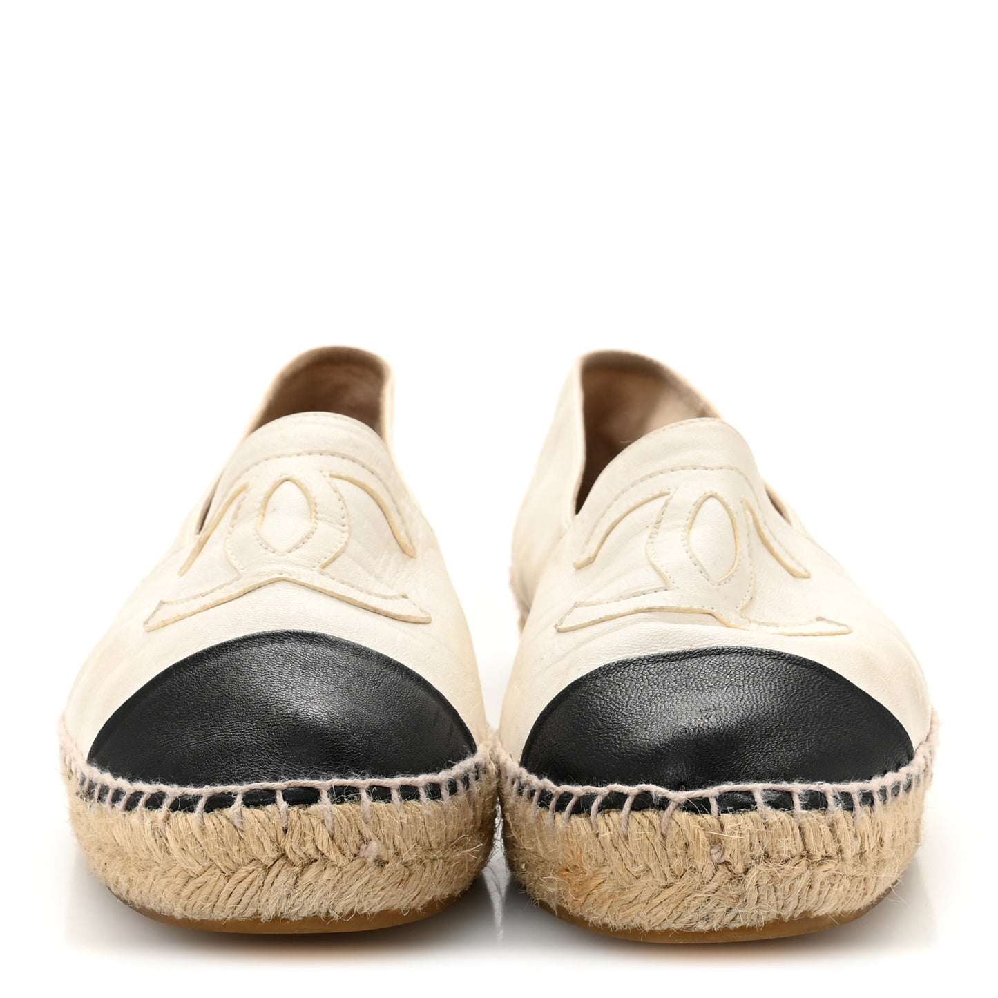 Lambskin CC Espadrilles 38 White Black